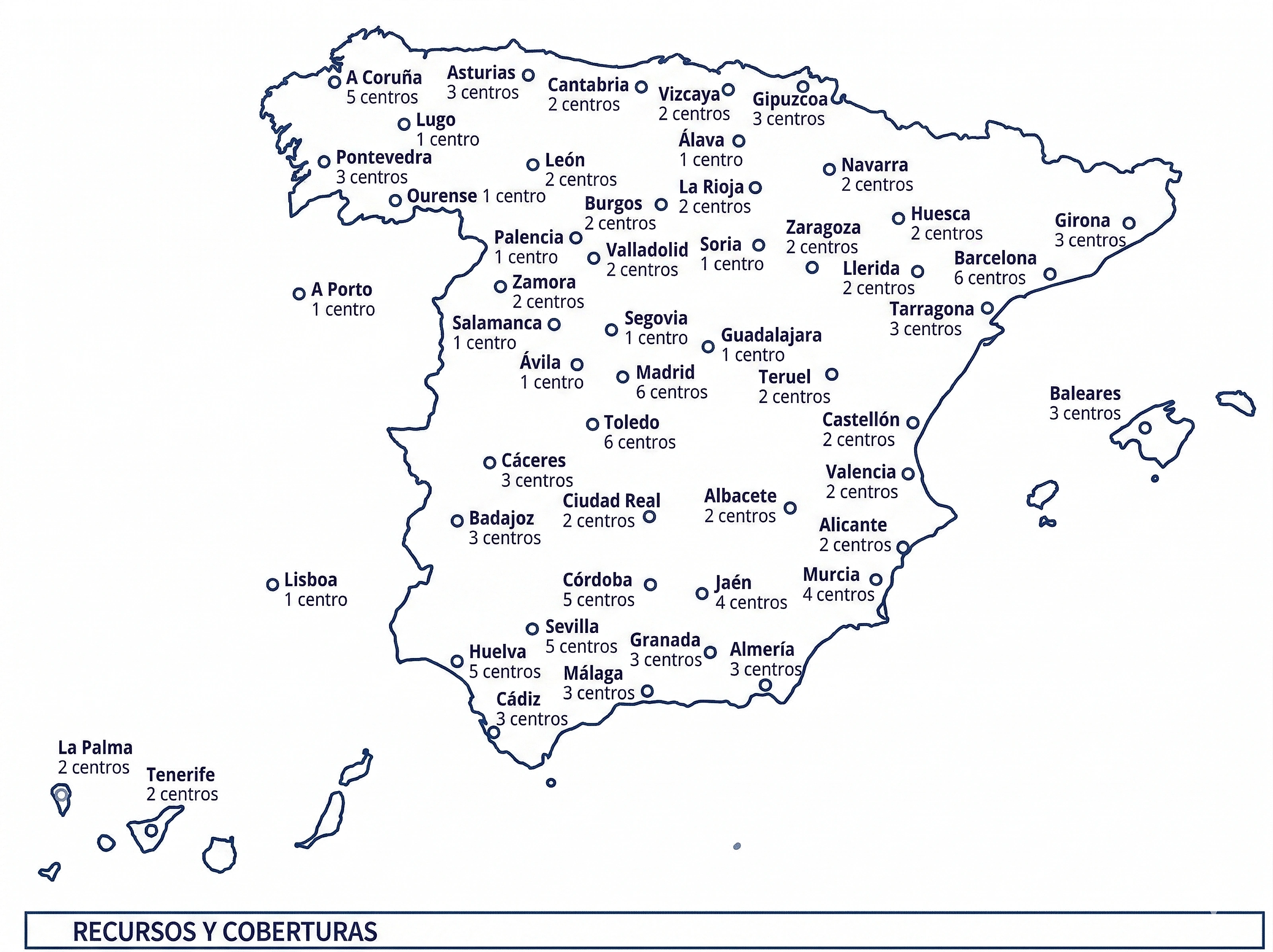 Mapa de España con la cobertura nacional y oficinas de GPIC